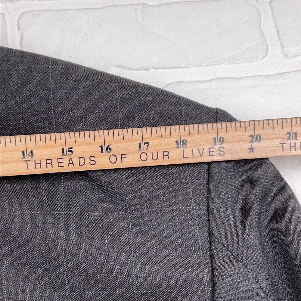 Lord West Suit Men 40S 34Wx25L Gray White Check Classic Career Cuffs‎ Wool 2pc